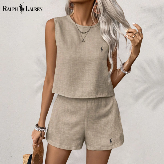 [Aprovecha 1, Recibe 2] Conjunto Completo de Lino Serenity de Dos Piezas por R. Ꮮаᴜгеn + Sombrero de Sol R. Ꮮаᴜгеn Incluido