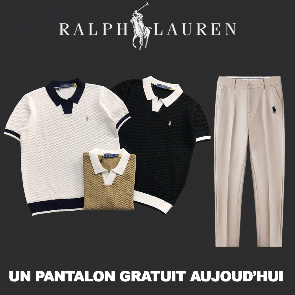 Conjunto RL™: polo con cuello en V y pantalones ajustados slim fit.