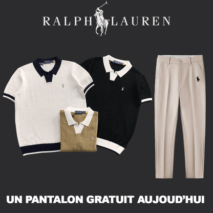 Conjunto RL™: polo con cuello en V y pantalones ajustados slim fit.